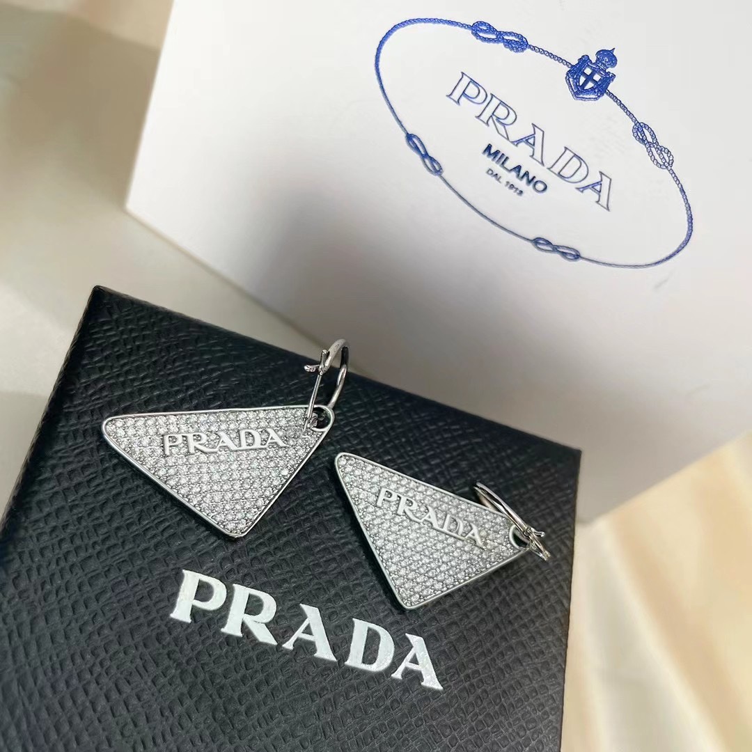 Prada Crystal Logo Jewels Earring - DesignerGu