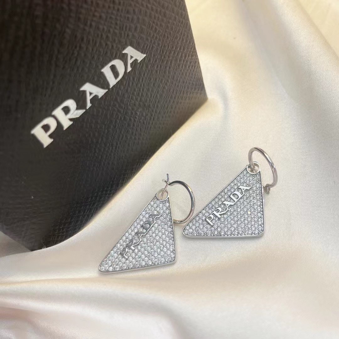 Prada Crystal Logo Jewels Earring - DesignerGu