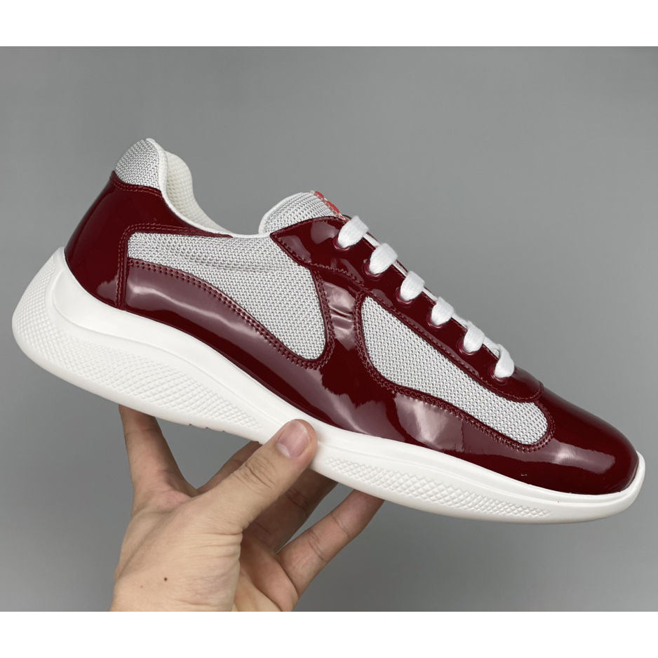 Prada Male America's Cup Sneaker In Ruby Red/White - DesignerGu