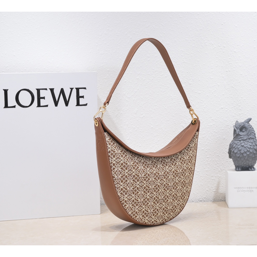 Loewe Luna Bag In Anagram Jacquard And Classic Calfskin(29.5-27-8cm) - DesignerGu