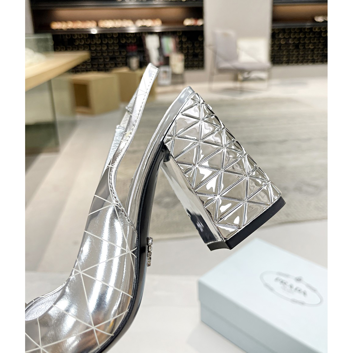 Prada Metallic Leather Slingback Pumps - DesignerGu