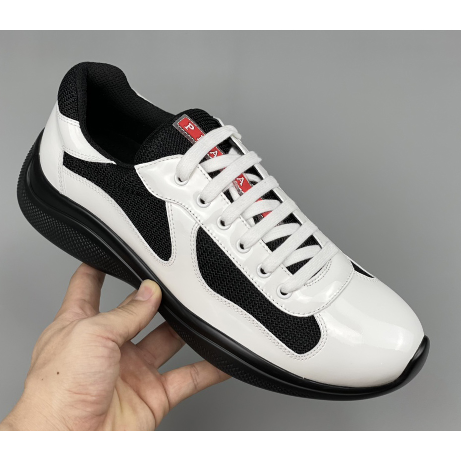 Prada Male America's Cup Sneaker In Black/White - DesignerGu