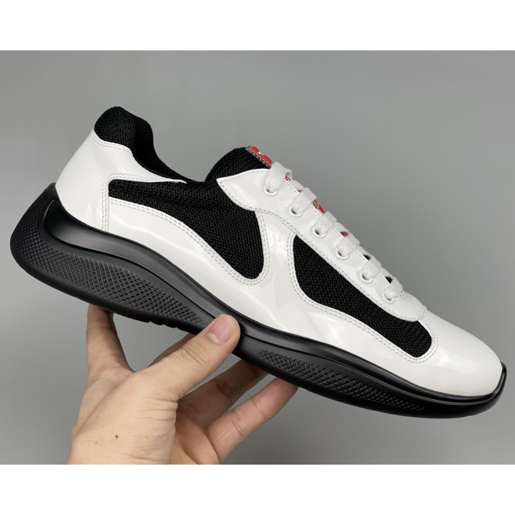 Prada Male America's Cup Sneaker In Black/White - DesignerGu