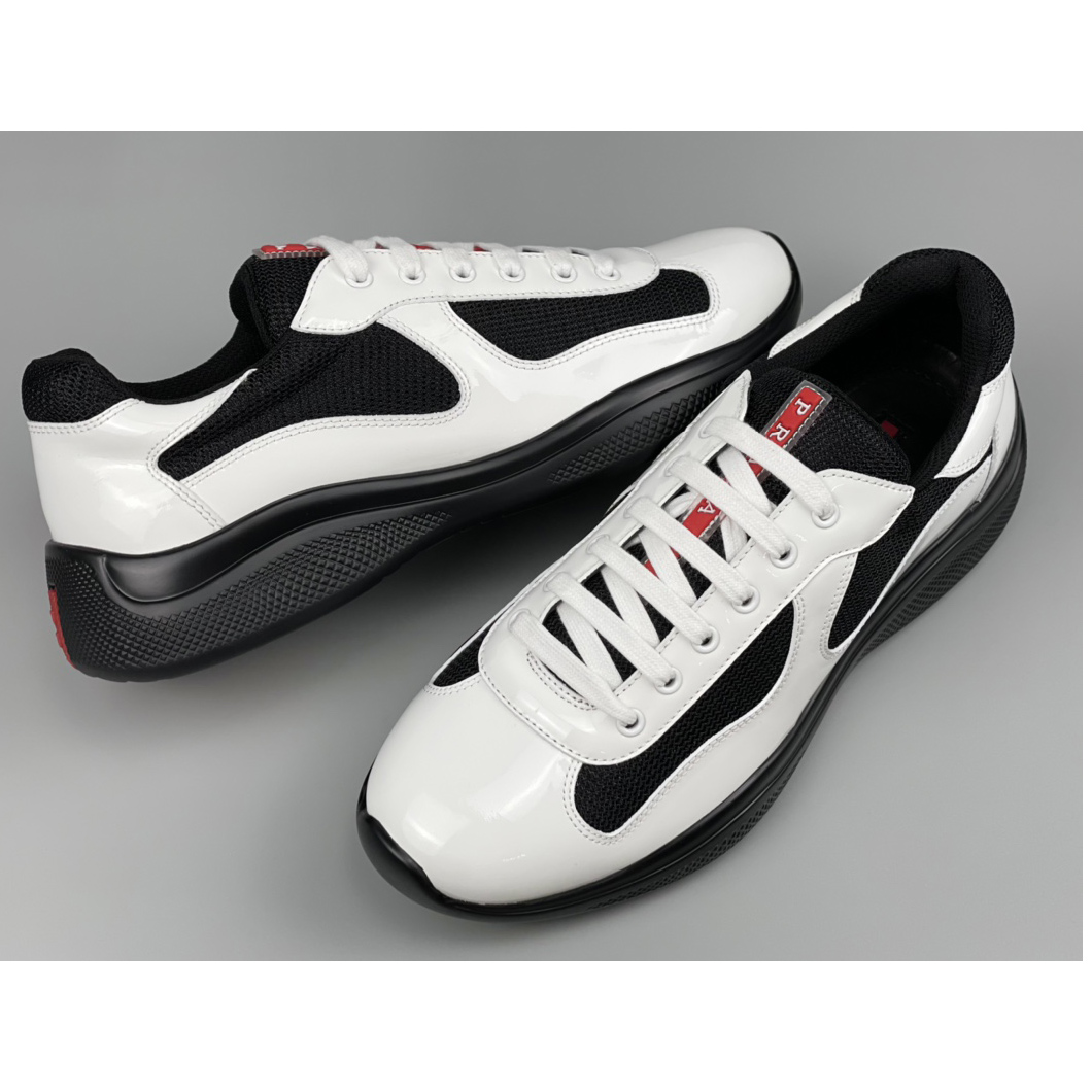 Prada Male America's Cup Sneaker In Black/White - DesignerGu