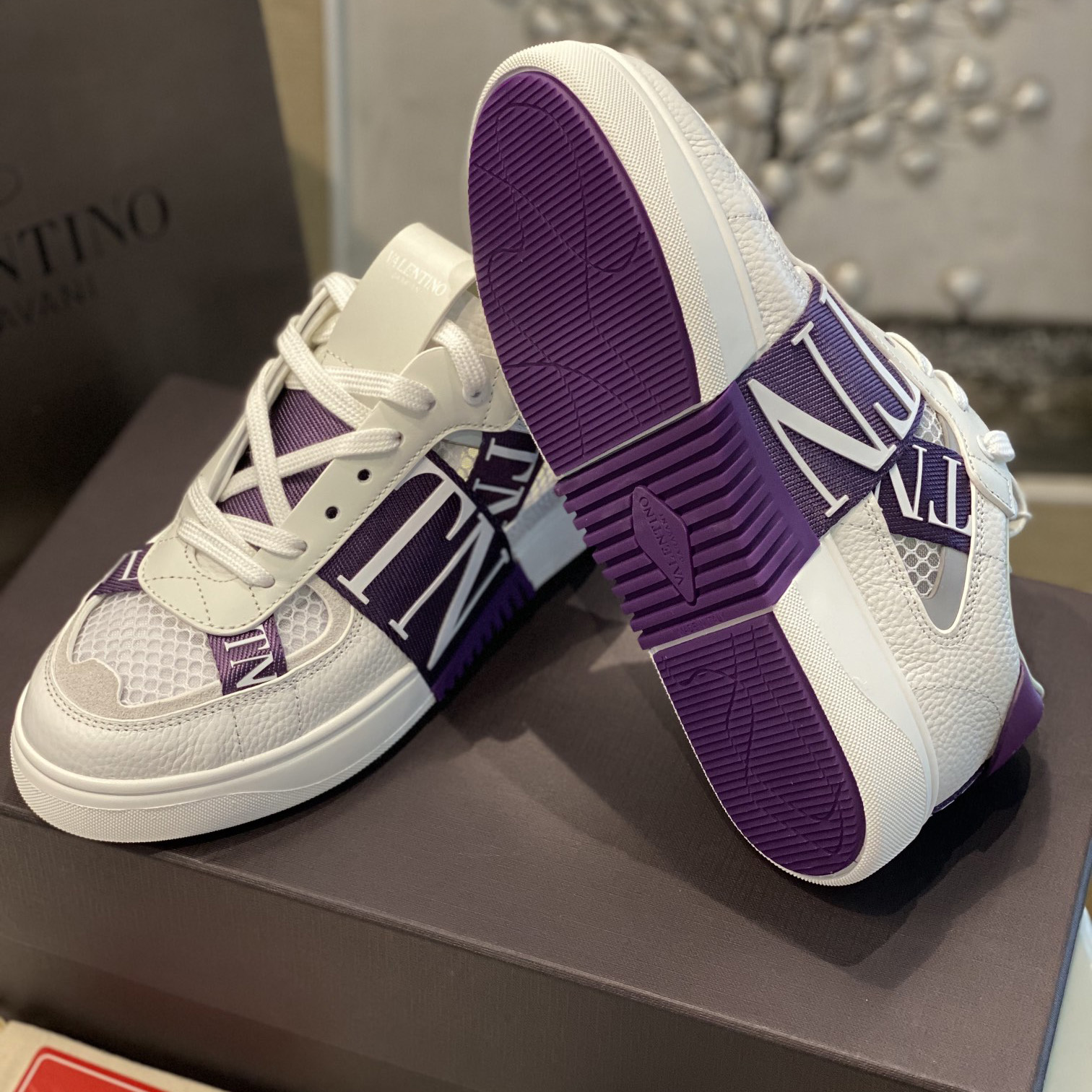 Valenti Low-Top Calfskin And Mesh VL7N Sneaker With Bands - DesignerGu