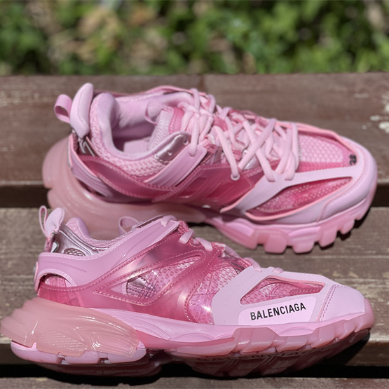 Balenciaga Track Sneaker Clear Sole In Pink Mesh And Nylon - DesignerGu