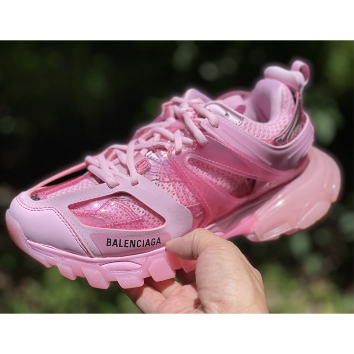 Balenciaga Track Sneaker Clear Sole In Pink Mesh And Nylon - DesignerGu