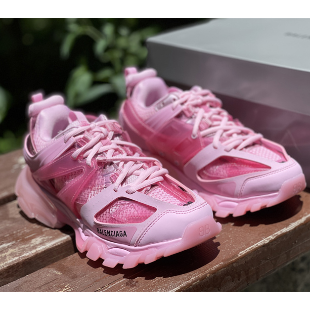 Balenciaga Track Sneaker Clear Sole In Pink Mesh And Nylon - DesignerGu