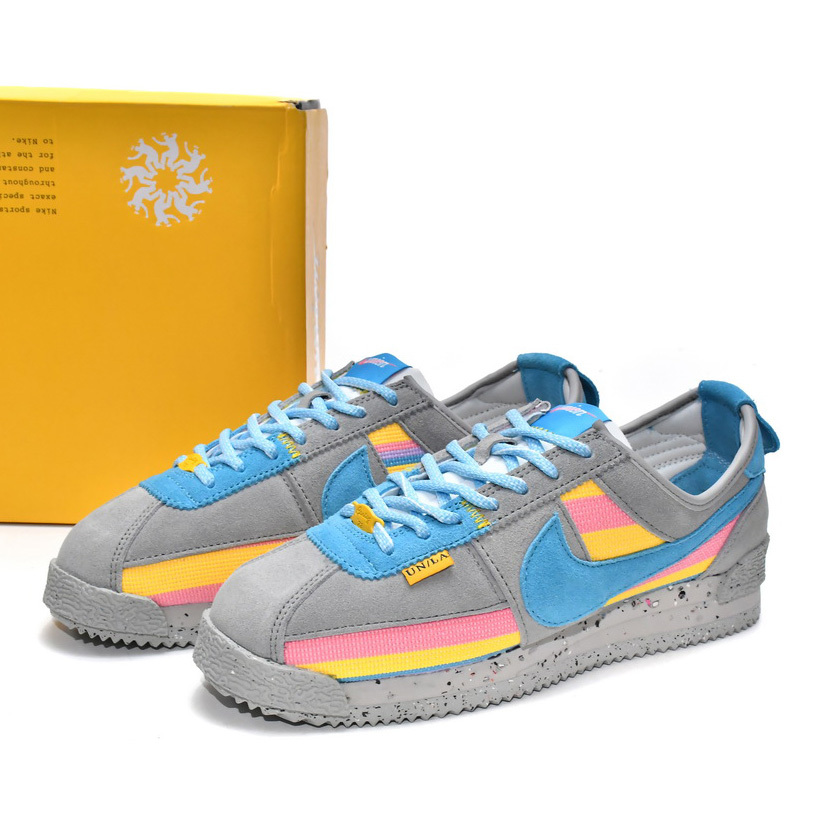  Union LA x Nike Cortez Blue Pink Yellow Grey Sneaker   DR1413-002 - DesignerGu