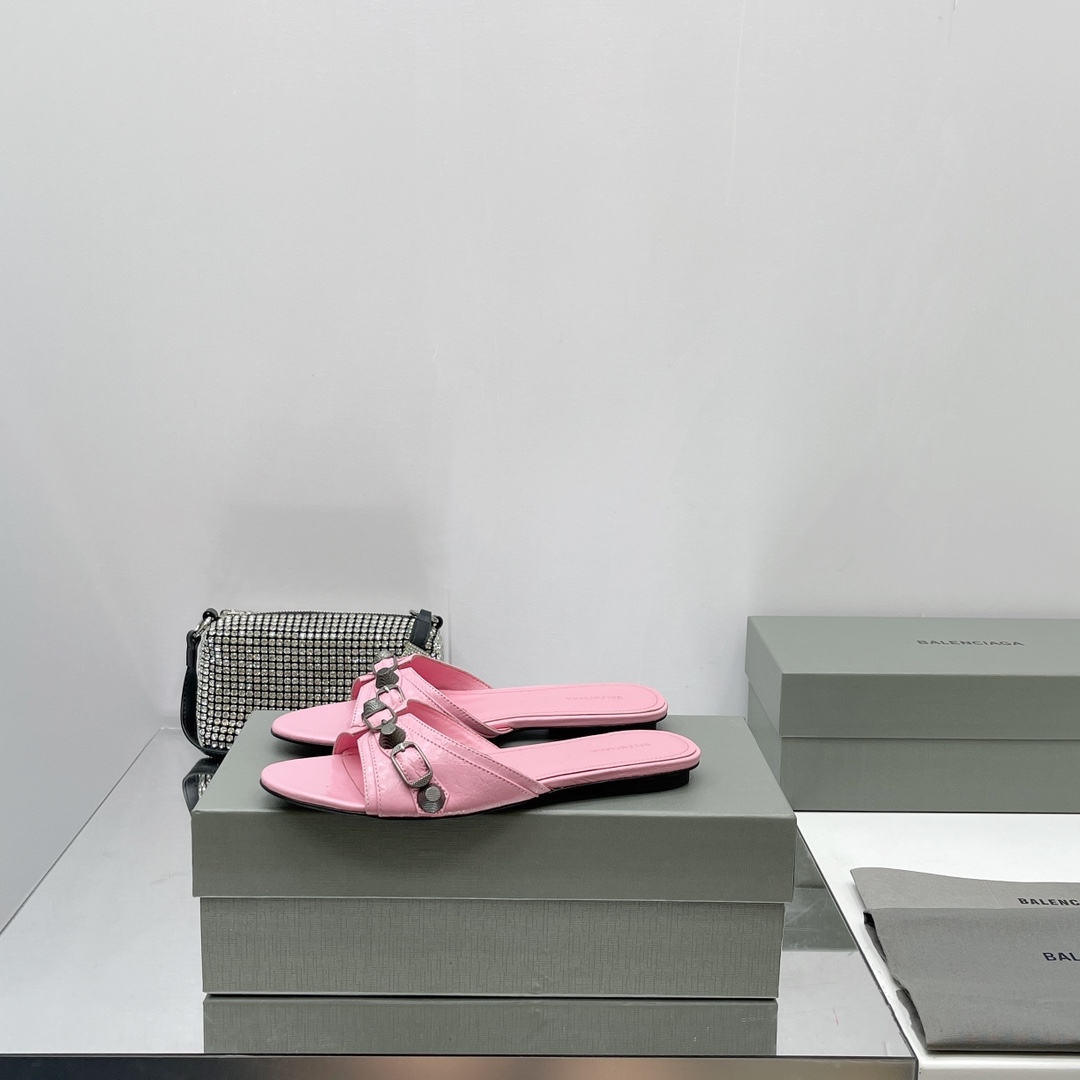 Balenciaga Cagole Sandal In Pink Arena Lambskin - DesignerGu