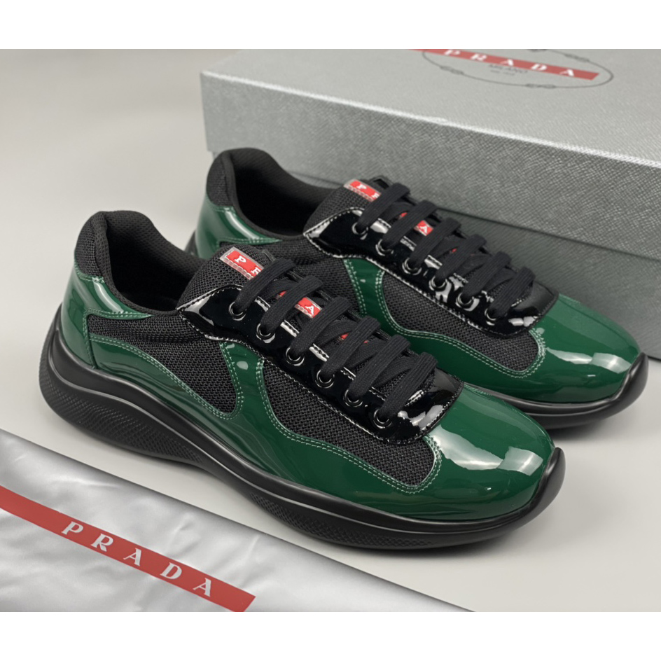 Prada Male America's Cup Sneaker In Bottle Green/Black - DesignerGu