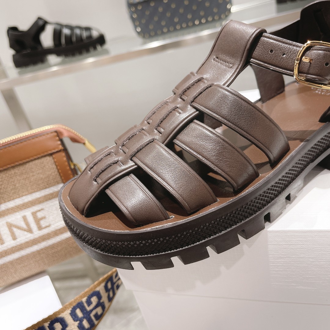 Celine Clea Chunky Sandal  In Calfskin - DesignerGu