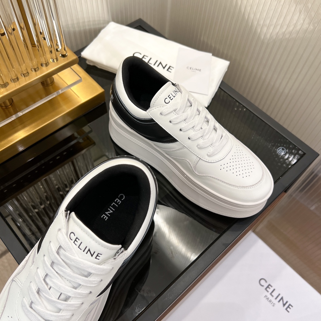 Celine Block Sneakers With Wedge Outsole In Clafskin    - DesignerGu