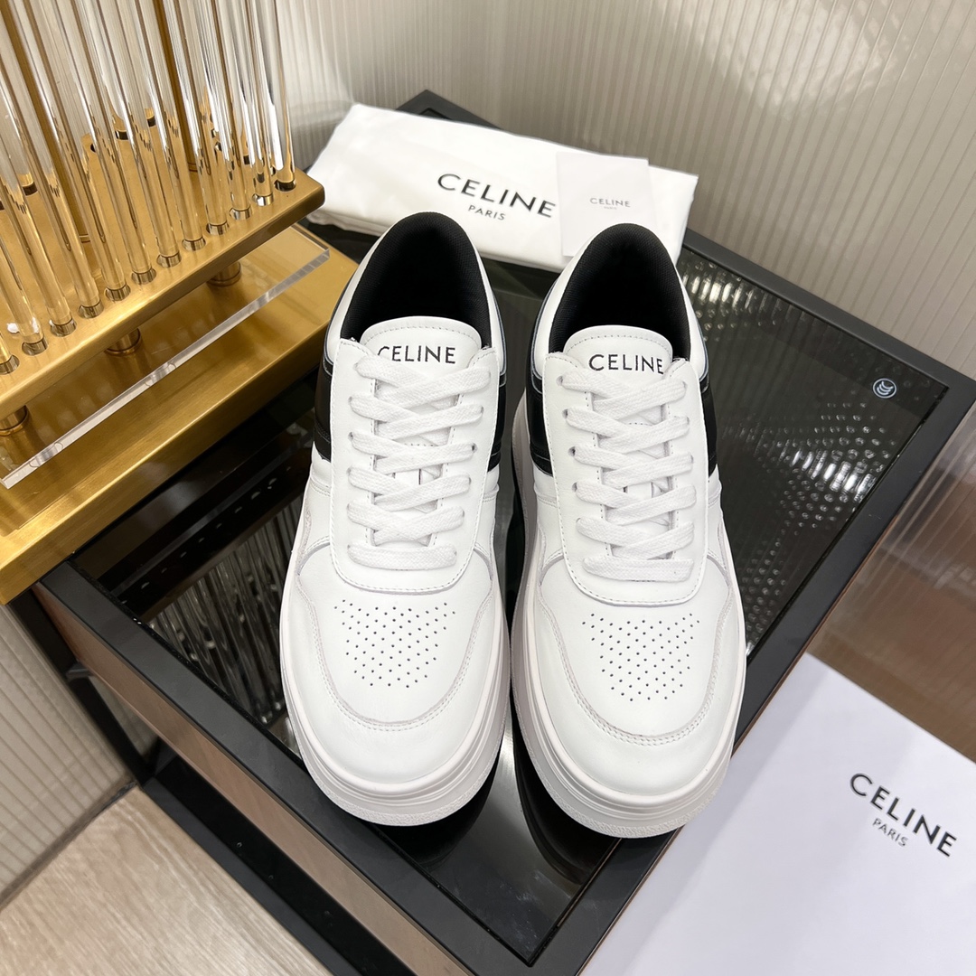 Celine Block Sneakers With Wedge Outsole In Clafskin    - DesignerGu