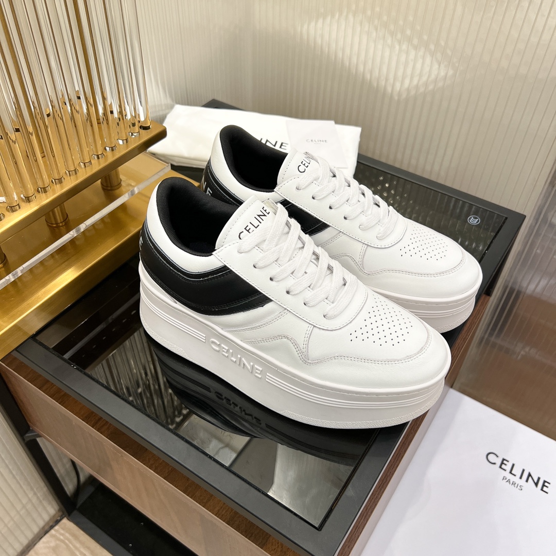 Celine Block Sneakers With Wedge Outsole In Clafskin    - DesignerGu