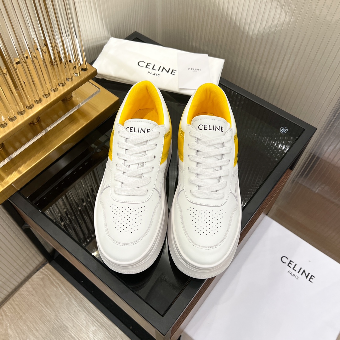 Celine Block Sneakers With Wedge Outsole In Clafskin    - DesignerGu