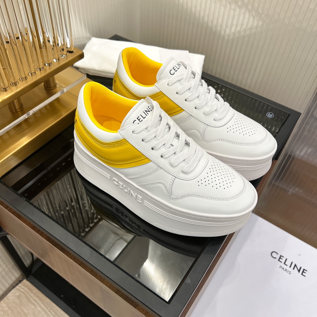 Celine Block Sneakers With Wedge Outsole In Clafskin    - DesignerGu