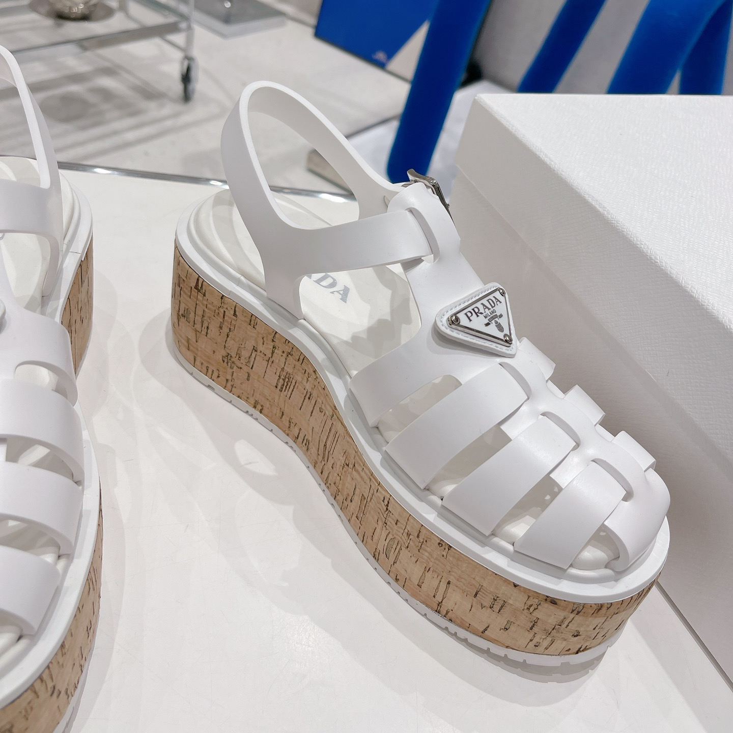 Prada Rubber Wedge Platform Sandals - DesignerGu