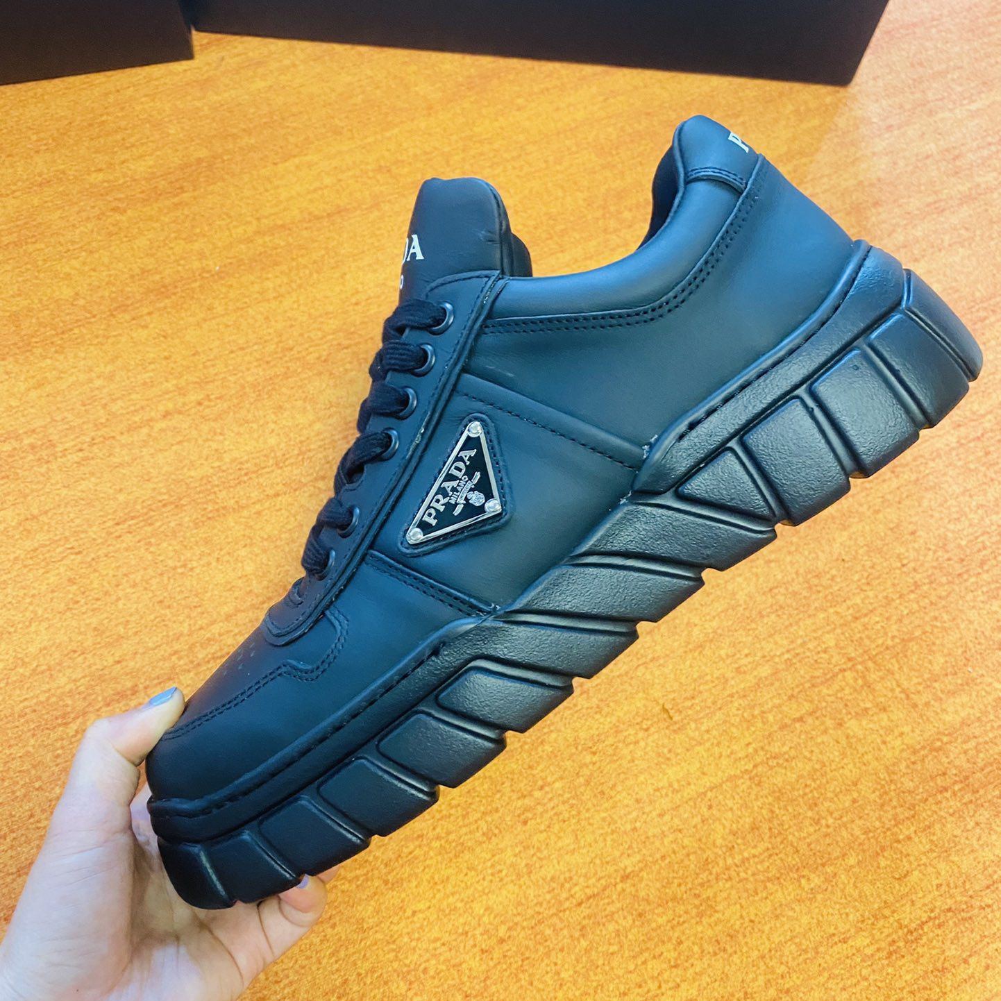 Prada Leather Sneakers - DesignerGu