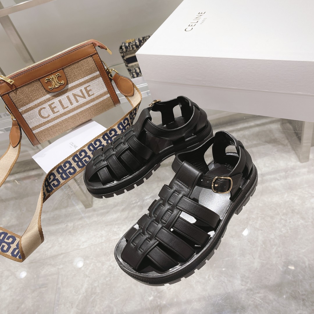 Celine Clea Chunky Sandal  In Calfskin - DesignerGu