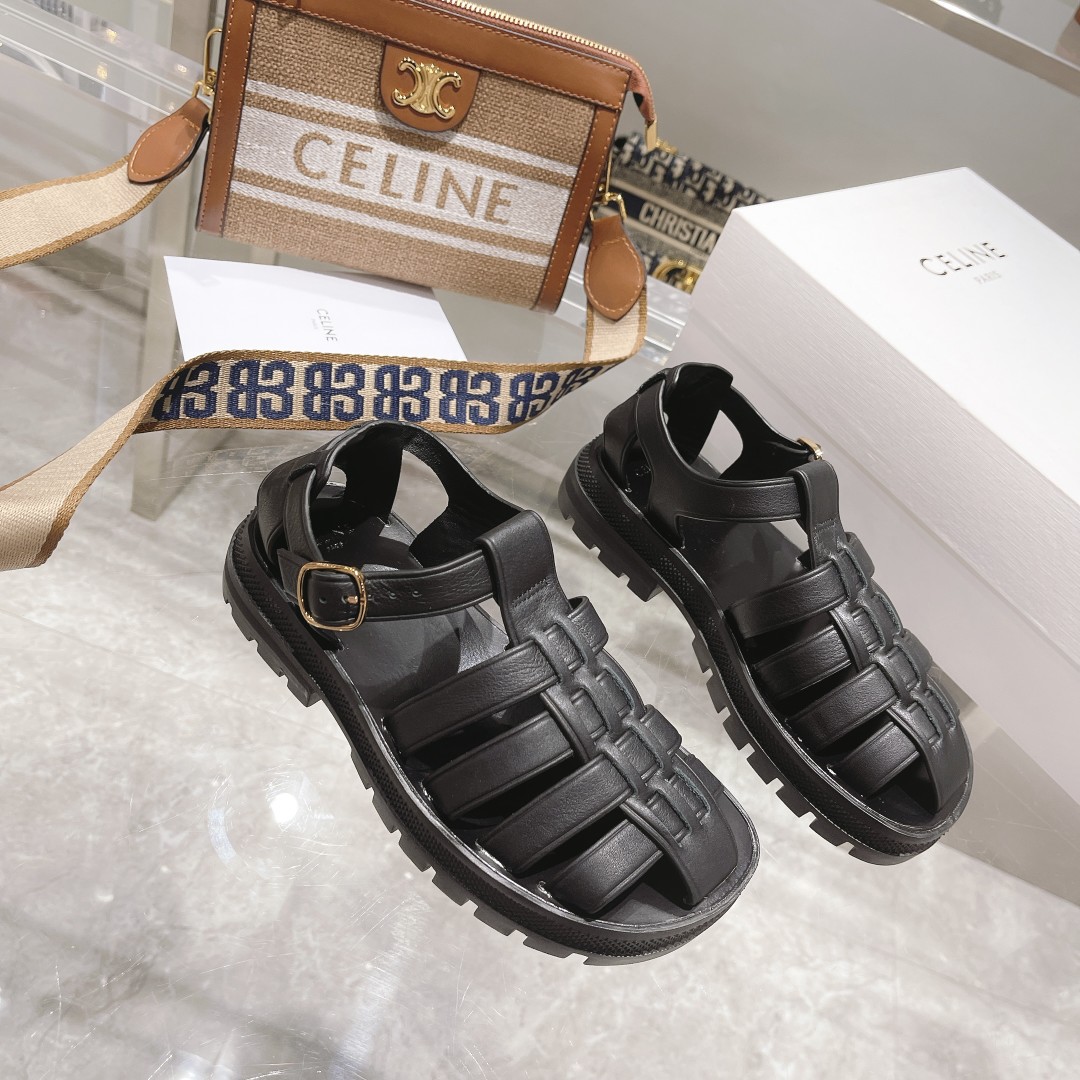 Celine Clea Chunky Sandal  In Calfskin - DesignerGu