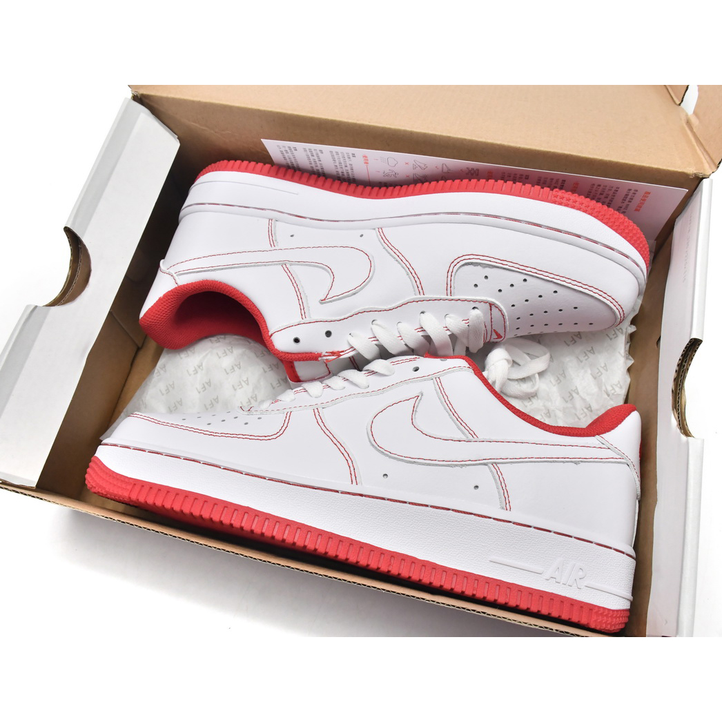 Nike Air Force 1 Low Contrast Stitch Red Sneaker   CV1724-100  - DesignerGu