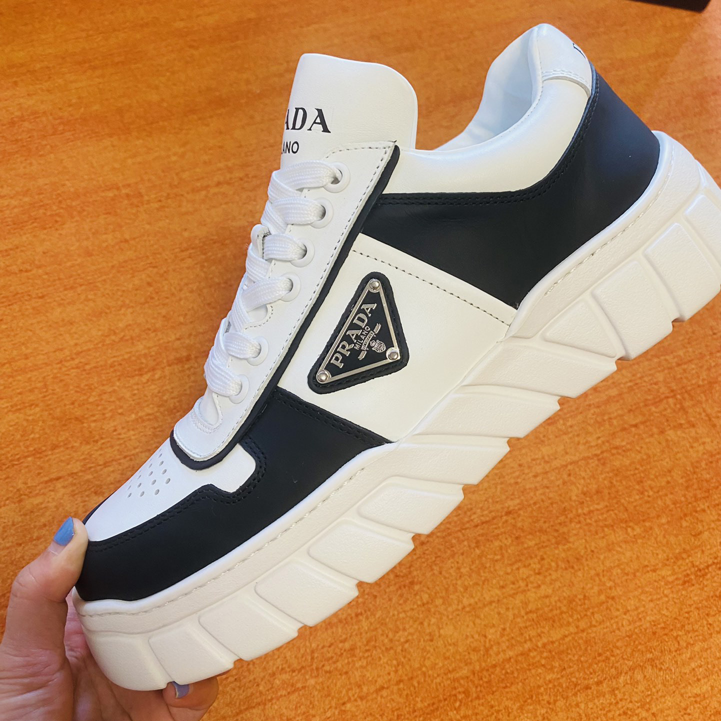 Prada Leather Sneakers - DesignerGu