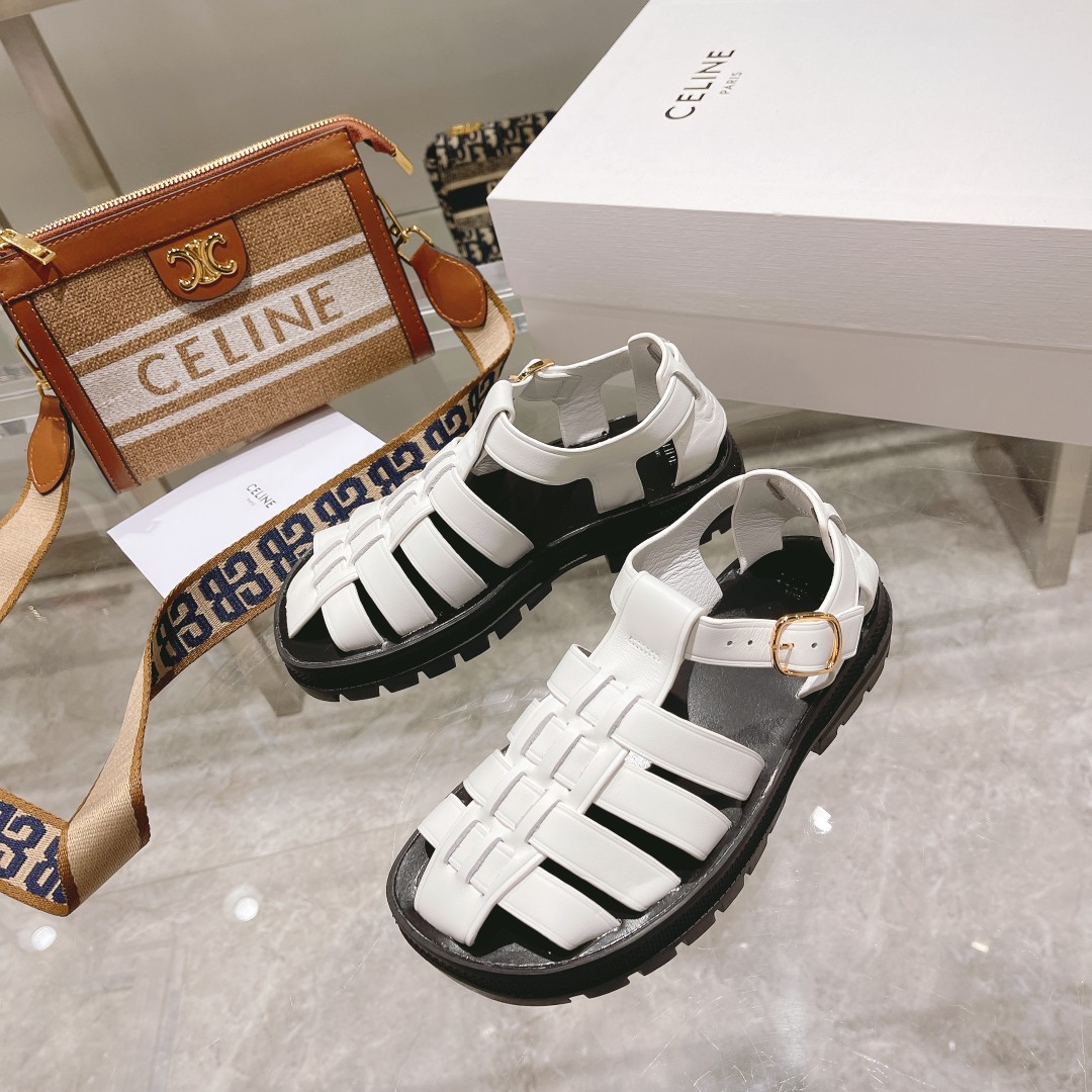 Celine Clea Chunky Sandal  In Calfskin - DesignerGu