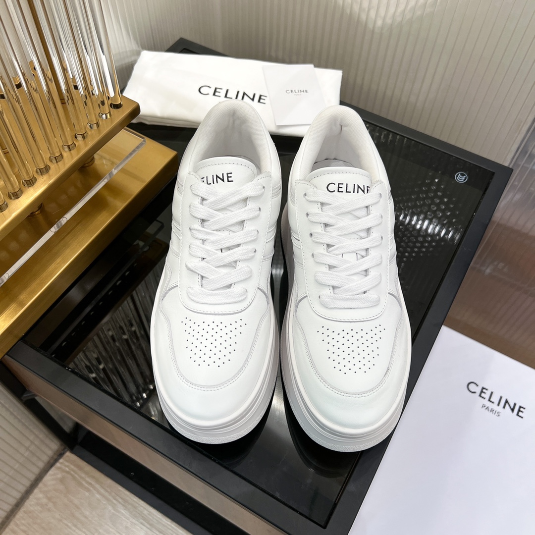 Celine Block Sneakers With Wedge Outsole In Clafskin    - DesignerGu