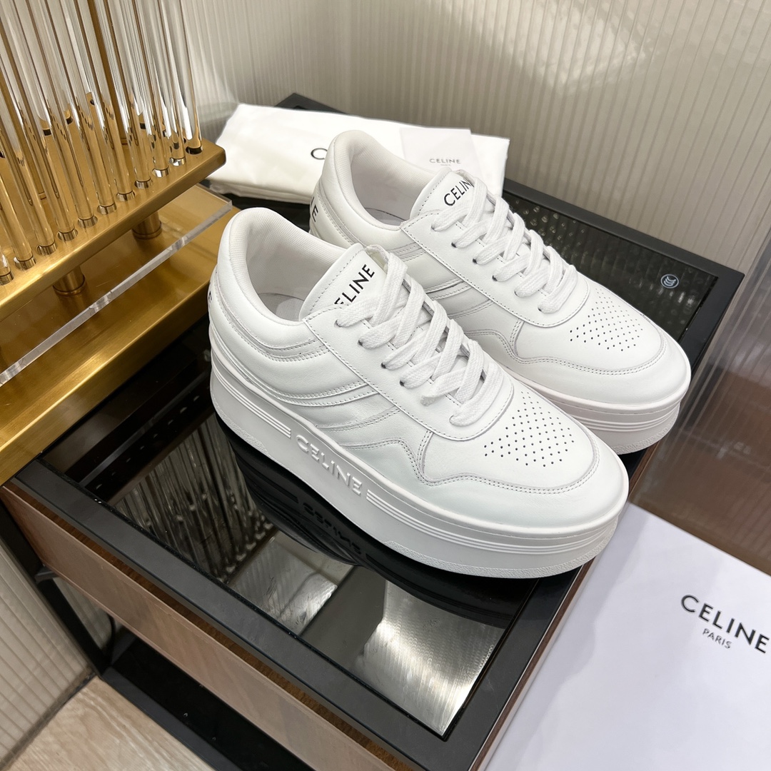 Celine Block Sneakers With Wedge Outsole In Clafskin    - DesignerGu