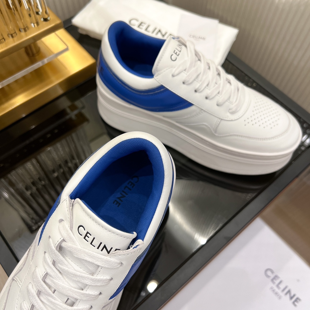 Celine Block Sneakers With Wedge Outsole In Clafskin    - DesignerGu