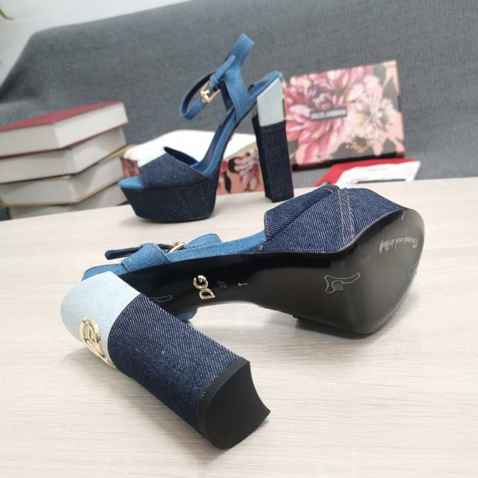 Dolce & Gabbana Runway Patchwork Denim Platform Sandals - DesignerGu