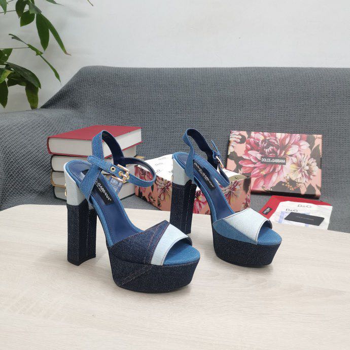 Dolce & Gabbana Runway Patchwork Denim Platform Sandals - DesignerGu