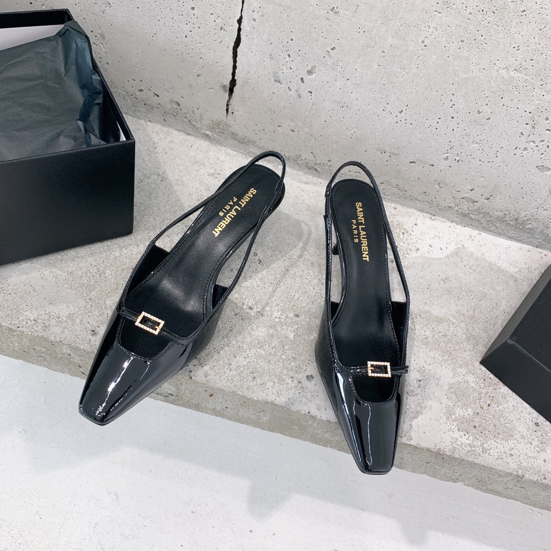 Saint Laurent Blade Slingback Pumps In Patent Leather - DesignerGu