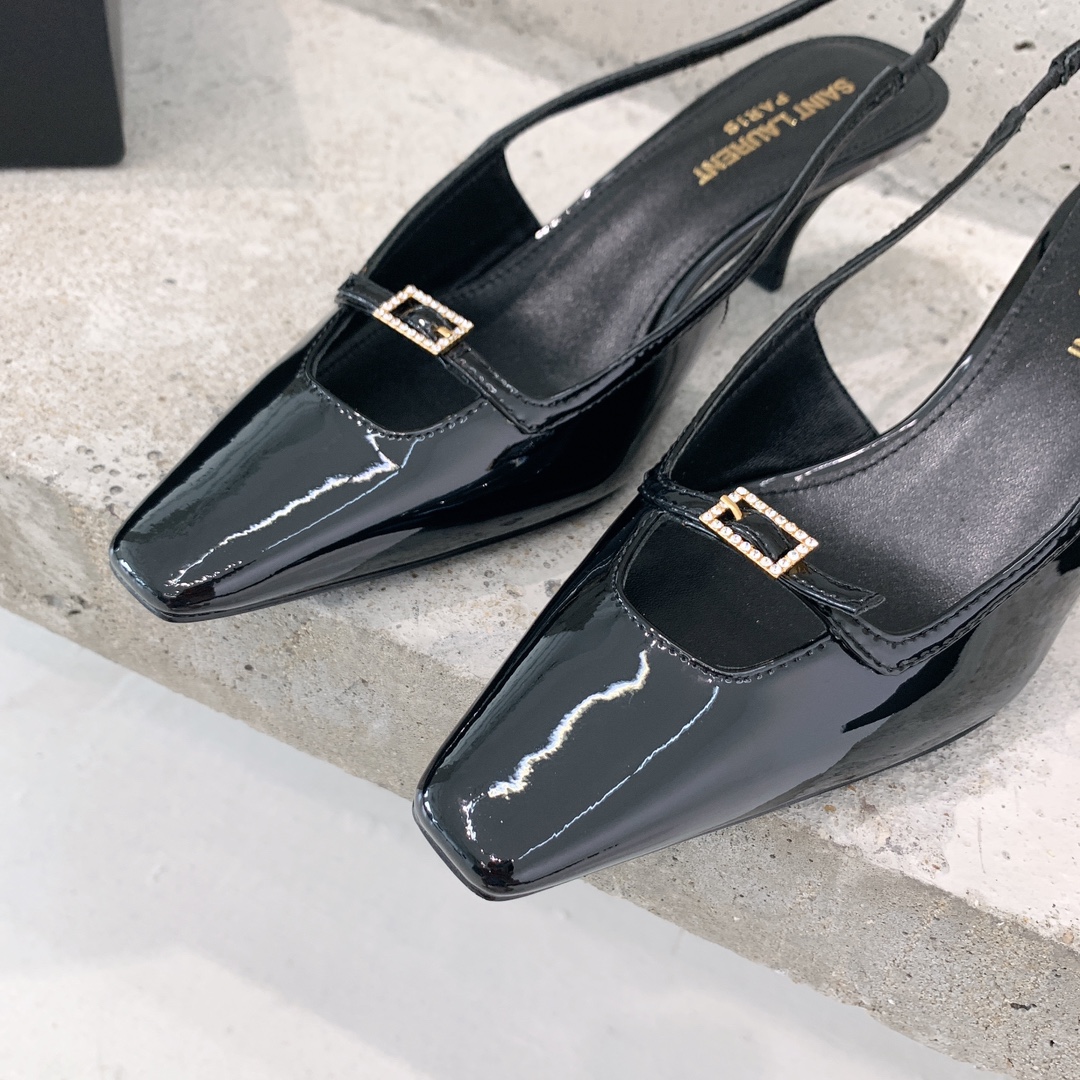 Saint Laurent Blade Slingback Pumps In Patent Leather - DesignerGu