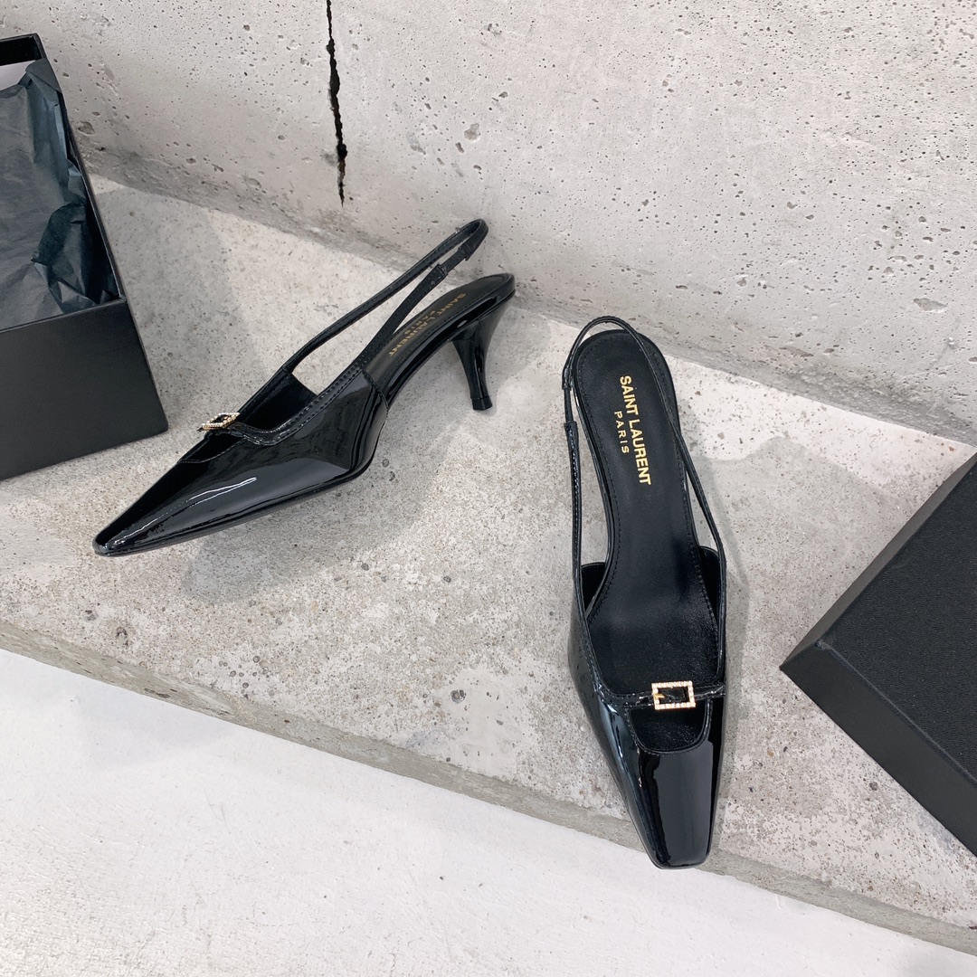 Saint Laurent Blade Slingback Pumps In Patent Leather - DesignerGu