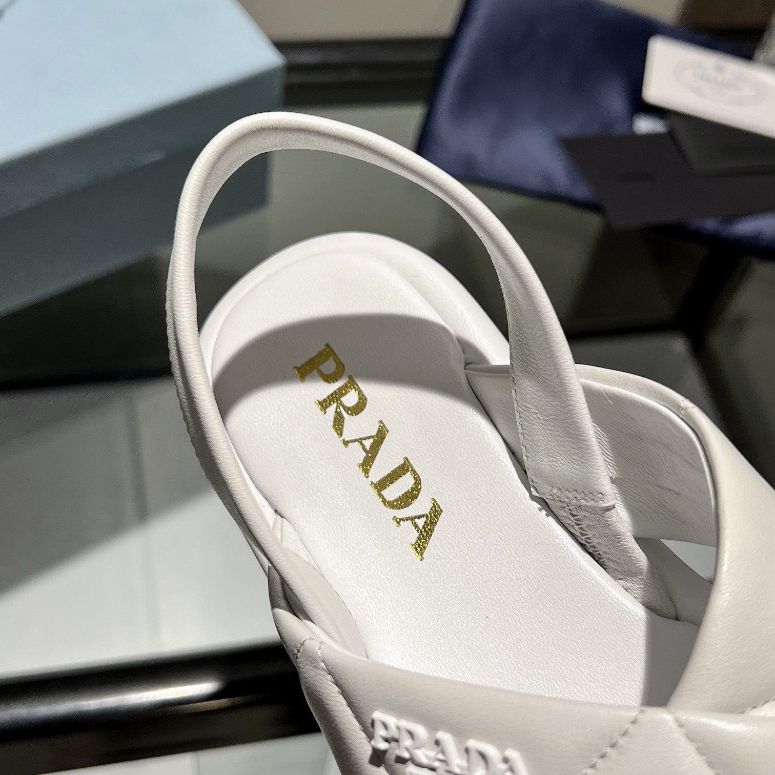 Prada Quilted Nappa Leather Flatform Sandals - DesignerGu