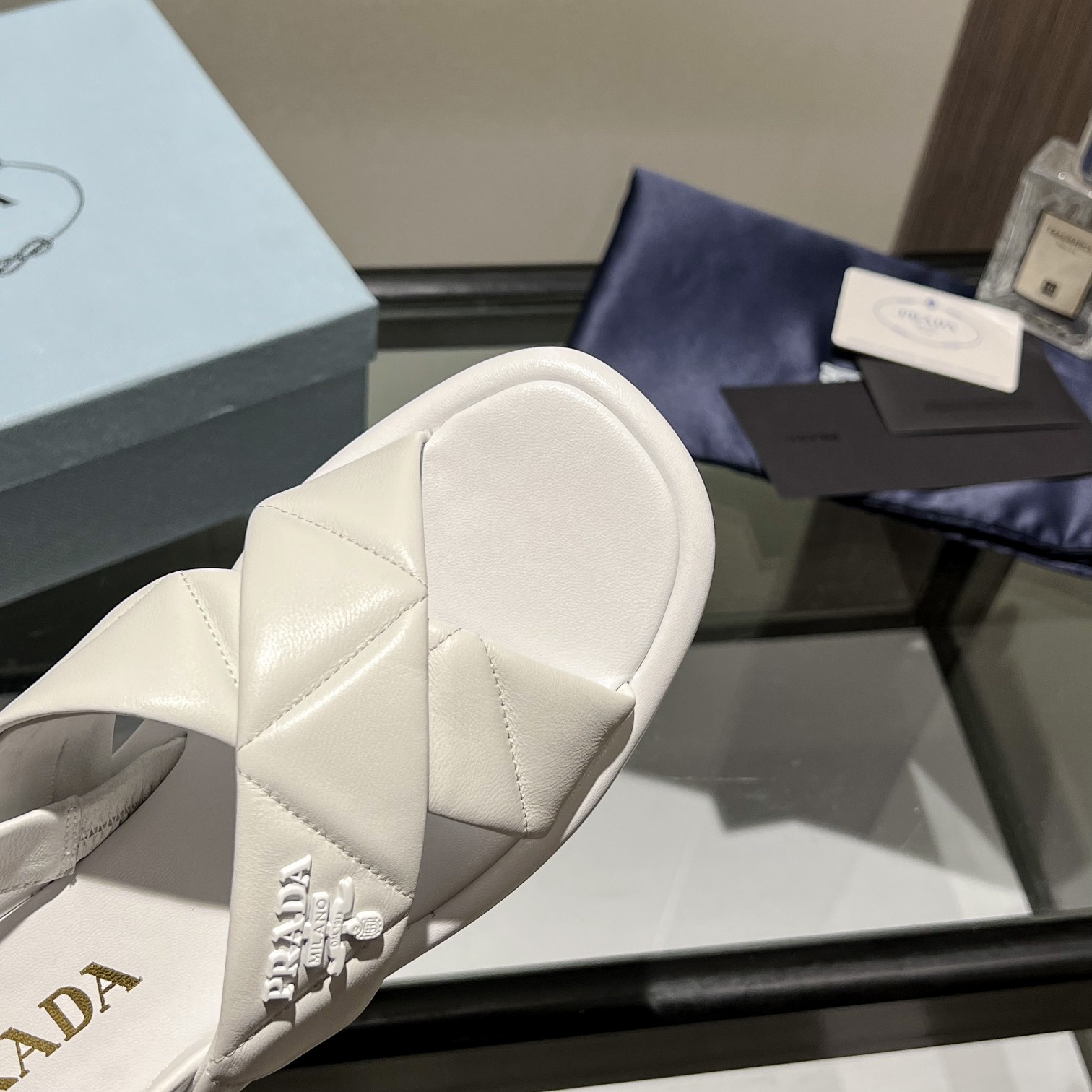 Prada Quilted Nappa Leather Flatform Sandals - DesignerGu