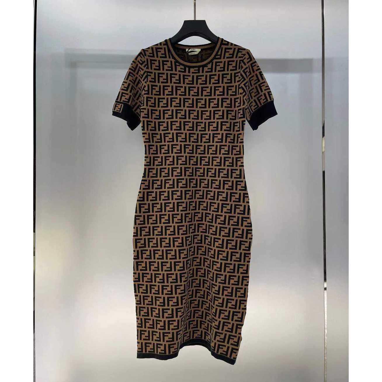 Fendi Brown Viscose Dress - DesignerGu