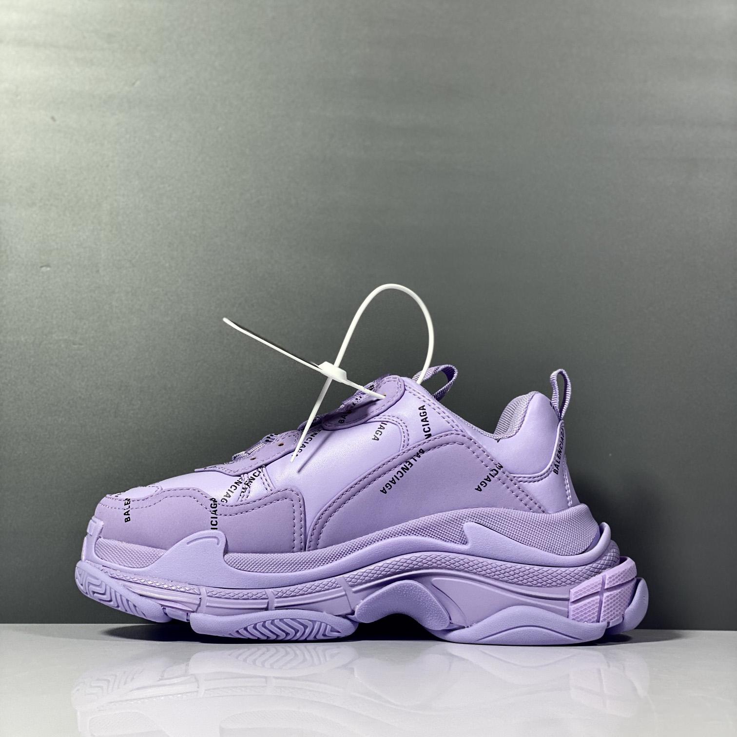 Balenciaga Triple S Sneaker Allover Logo In Light Purple And Black Technical Material - DesignerGu