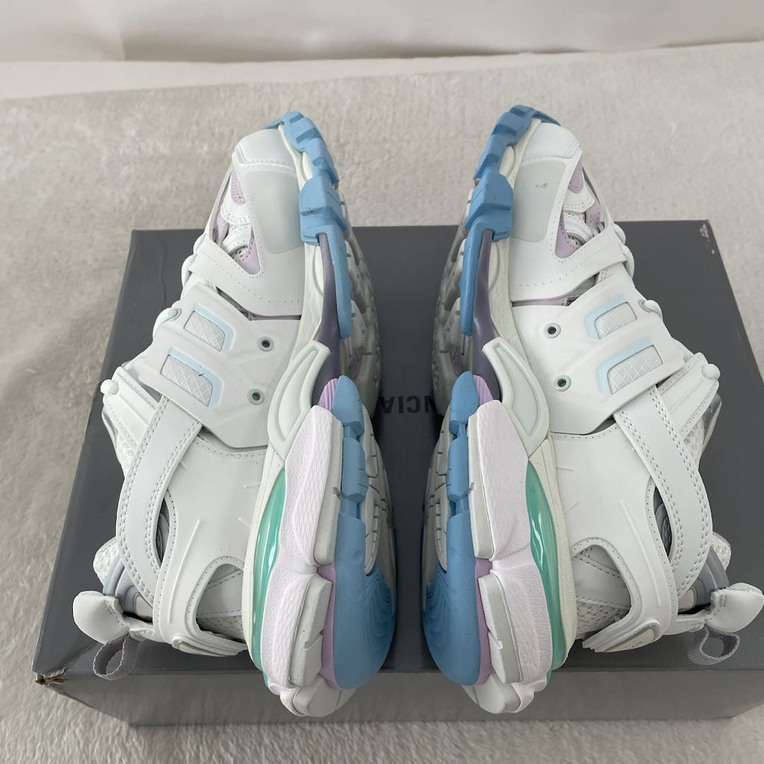 Balenciaga Track Sneaker In White And Pastel Mesh And Nylon - DesignerGu