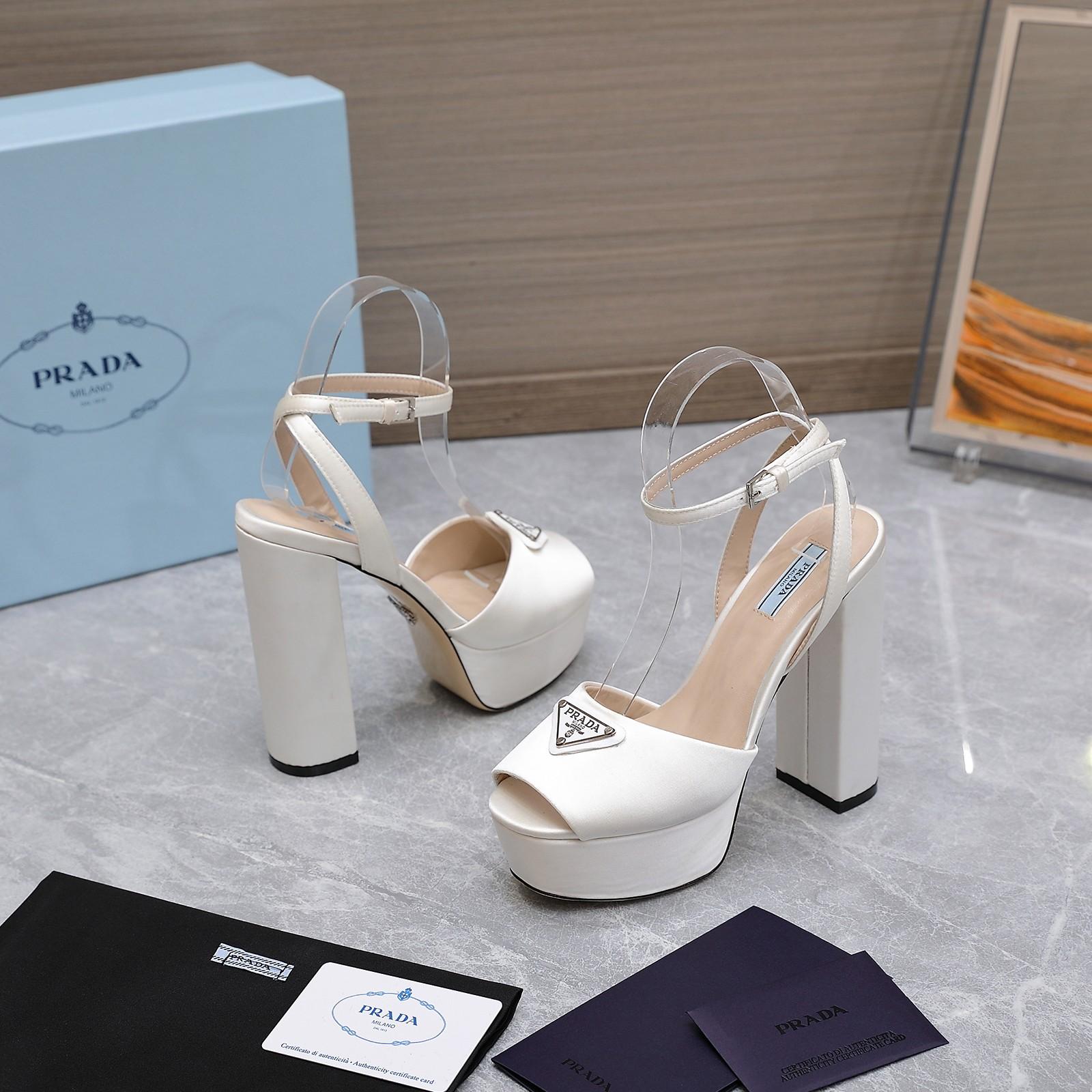 Prada High-Heeled Satin Sandals - DesignerGu