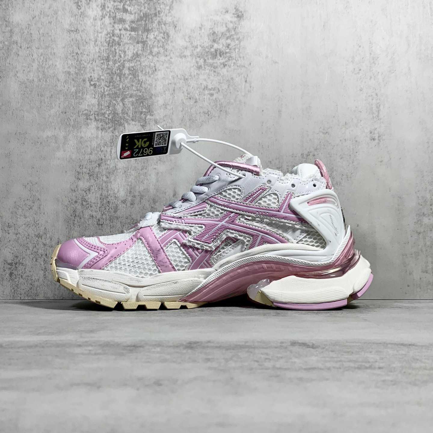 Balenciaga Runner Sneaker In White, Pink, Beige And Black Mesh And Nylon - DesignerGu