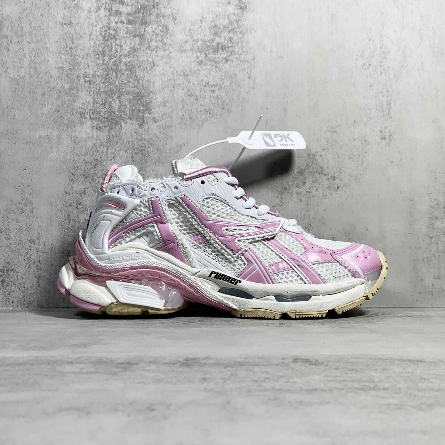 Balenciaga Runner Sneaker In White, Pink, Beige And Black Mesh And Nylon - DesignerGu