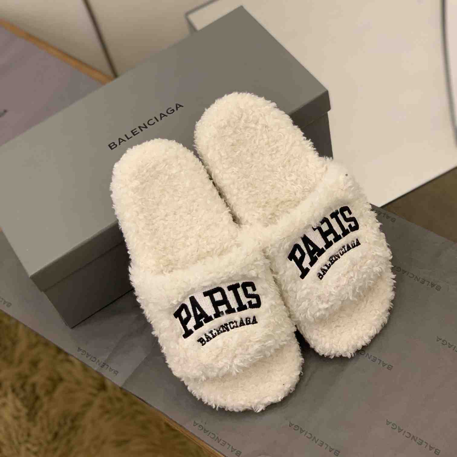 Balenciaga Cities Paris Furry Slide Sandal  - DesignerGu