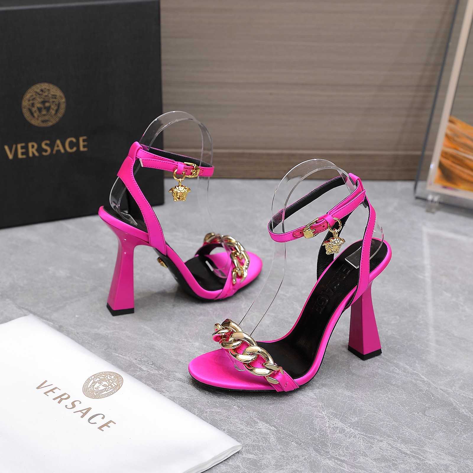 Versace Medusa Chain High Heel Sandals - DesignerGu