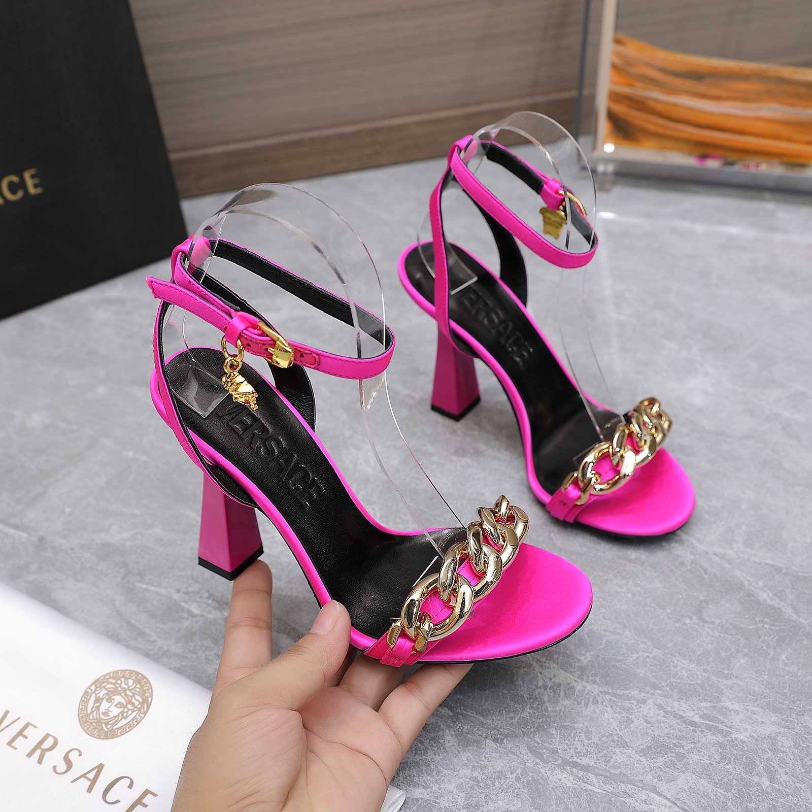 Versace Medusa Chain High Heel Sandals - DesignerGu