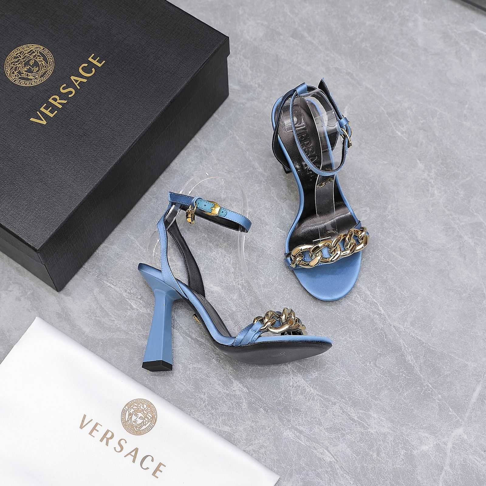 Versace Medusa Chain High Heel Sandals - DesignerGu