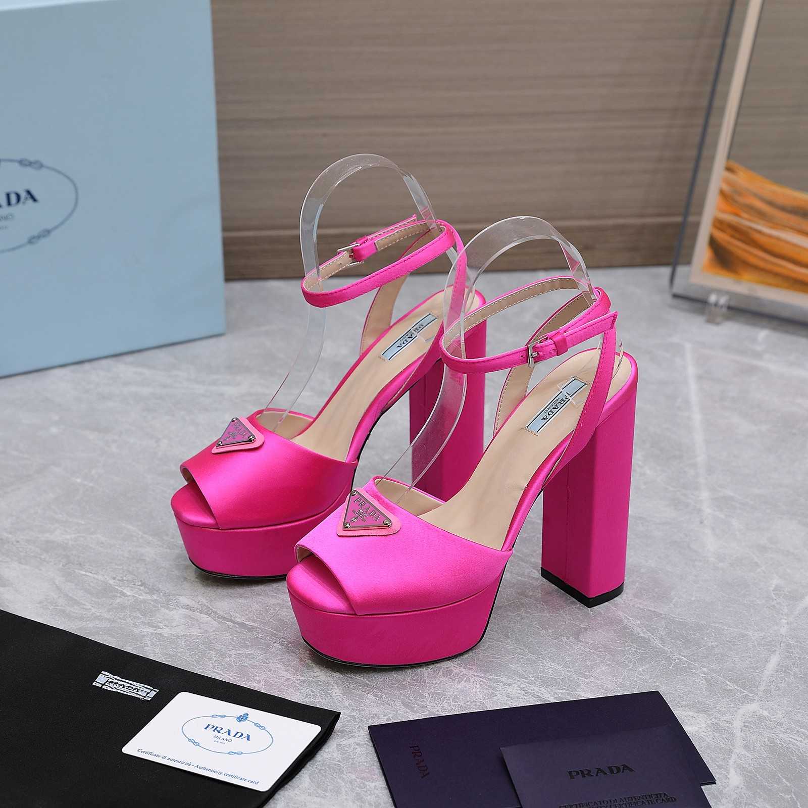 Prada High-Heeled Satin Sandals - DesignerGu