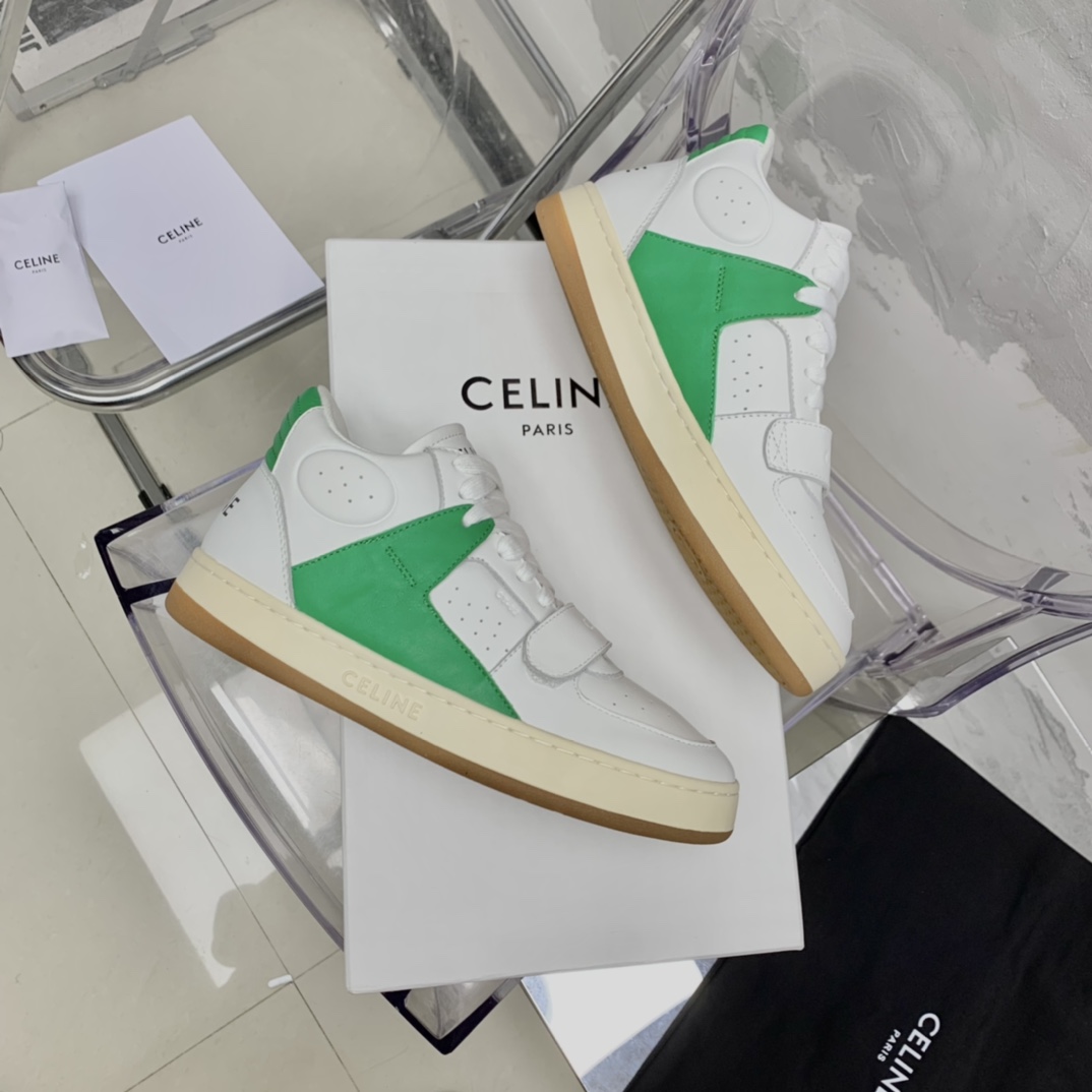 Celine CT-02 Mid Sneaker With Velcro In Calfskin - DesignerGu